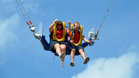 A two-person capsule that is attached to steel cables and propels<b> riders</b> in the air. . The slingshot ride